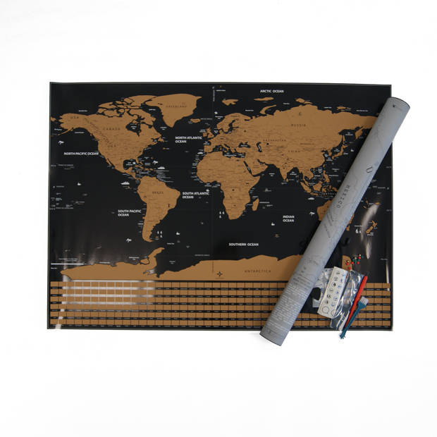 Wereldkaart Kras Poster - 84 x 59.4 cm - World Scratch Map XL