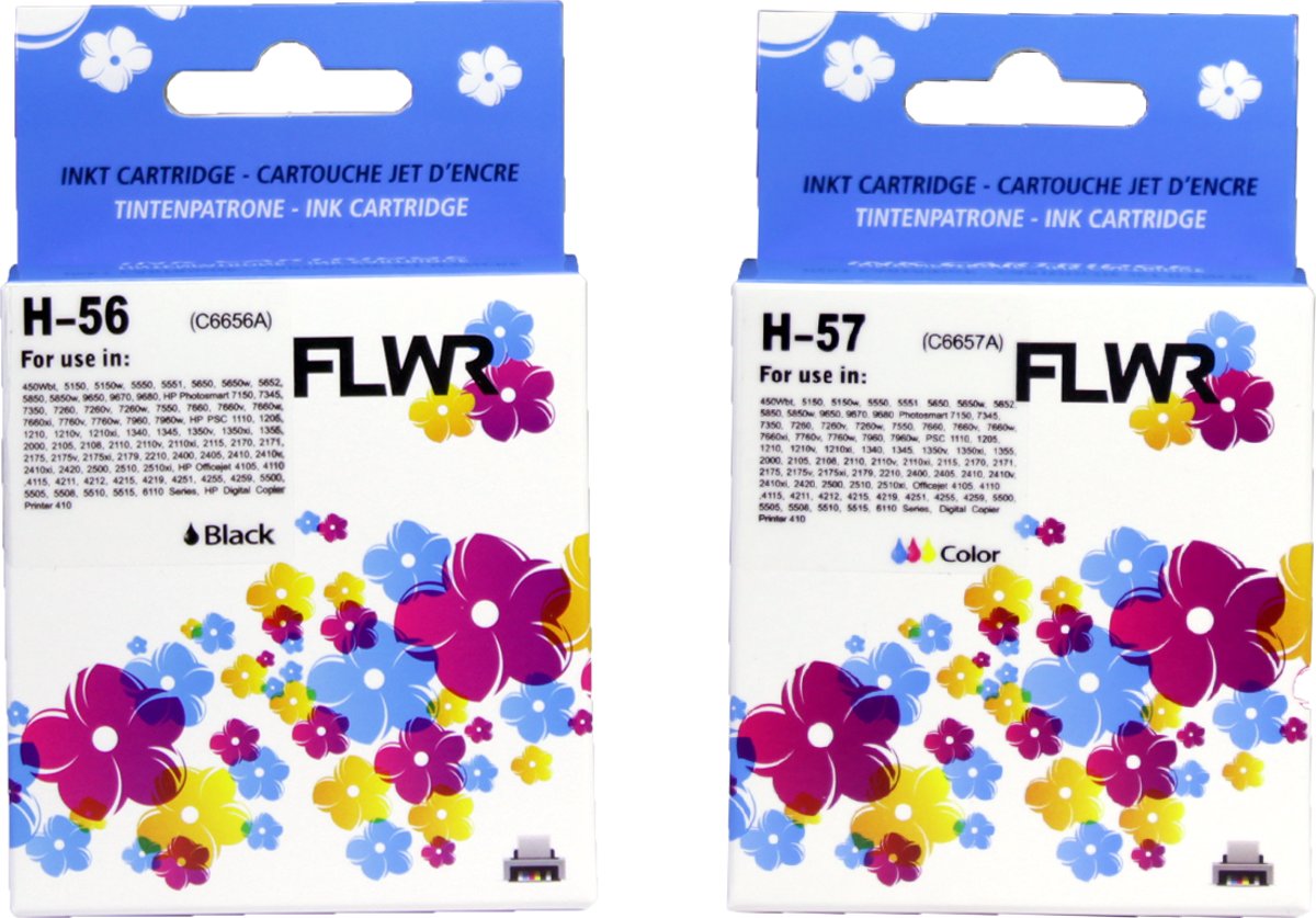 FLWR - Inktcartridge / 56 / 57 multiPack / Zwart en Kleur - geschikt voor HP