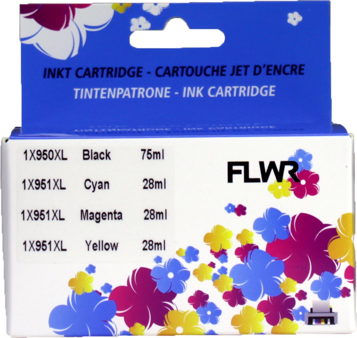 FLWR - Inktcartridge / 950XL / 951XL 4-Pack / Zwart en Kleur - geschit voor HP