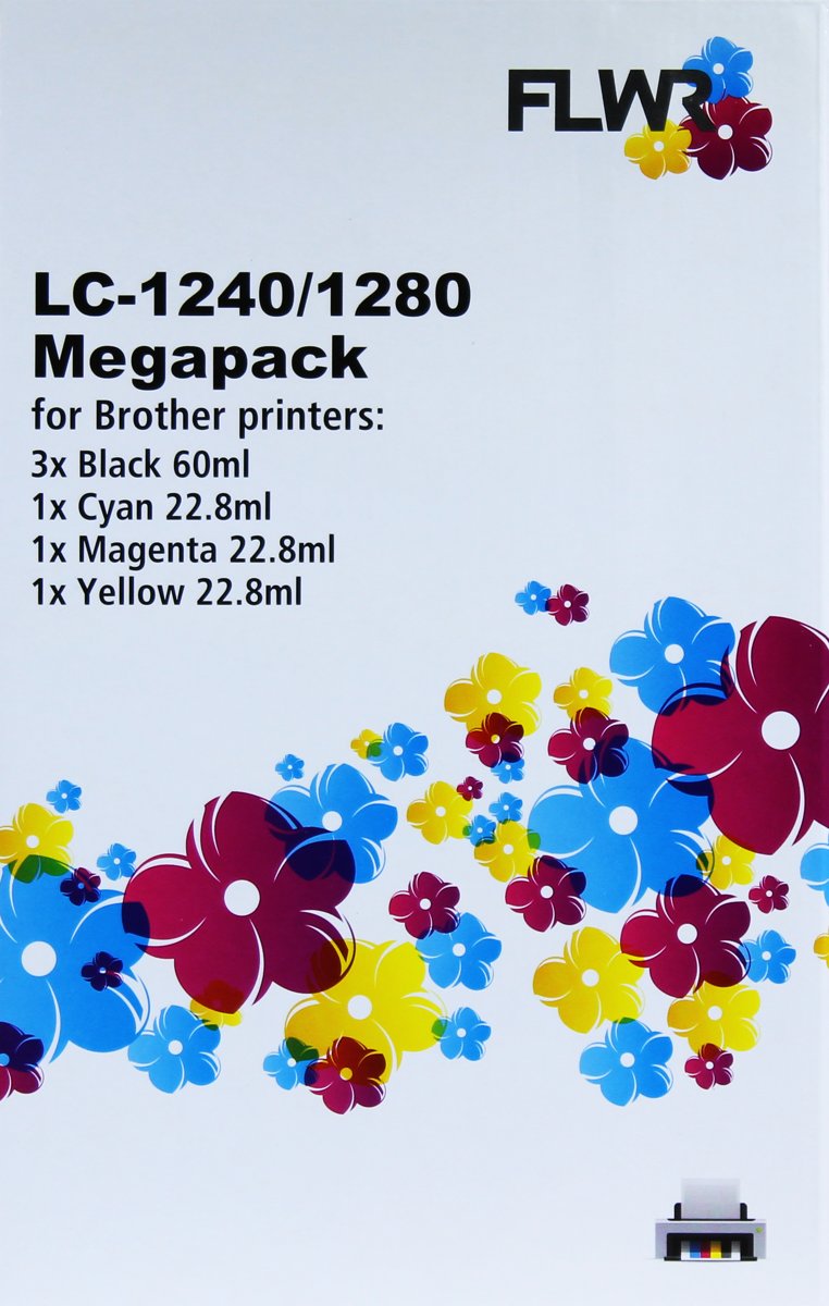 FLWR - Inktcartridge / LC-1280 6-Pack / Zwart en Kleur - geschikt voor Brother