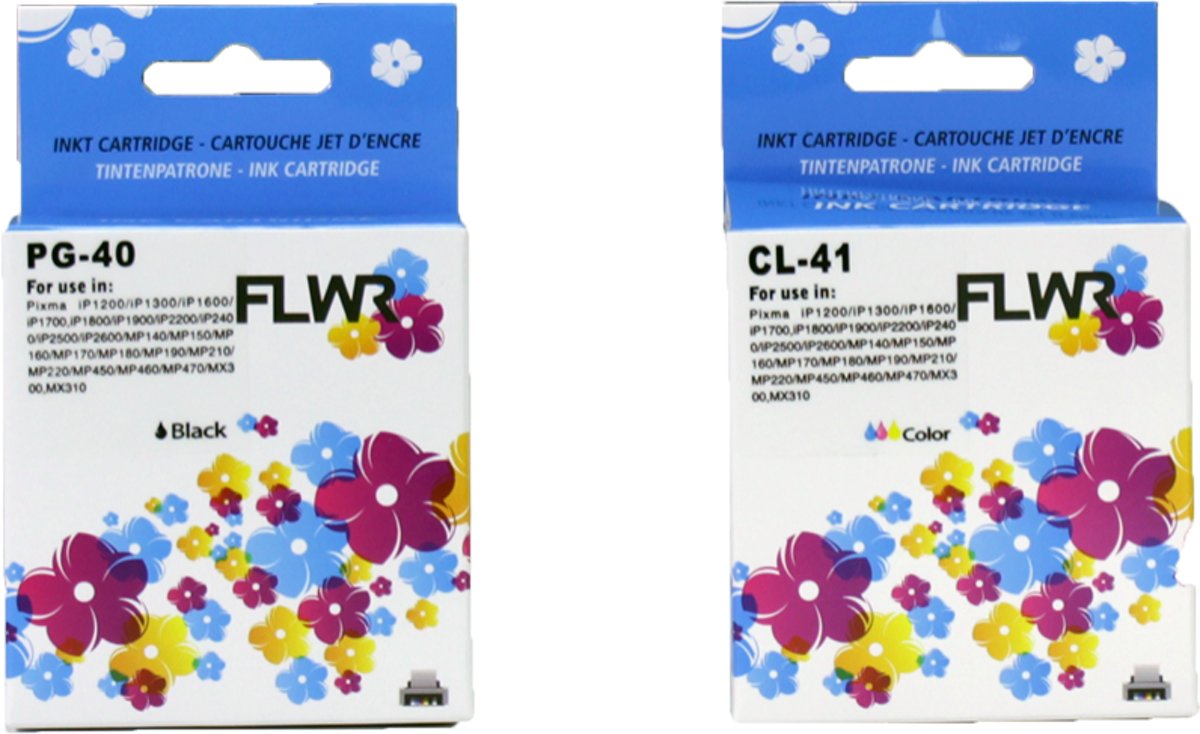 FLWR - Inktcartridge / PG-40 / CL-41 MultiPack / Zwart en Kleur - geschikt voor Canon