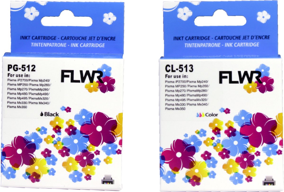 FLWR - Inktcartridge / PG-512 / CL-513 multiPack / Zwart en Kleur - geschikt voor Canon