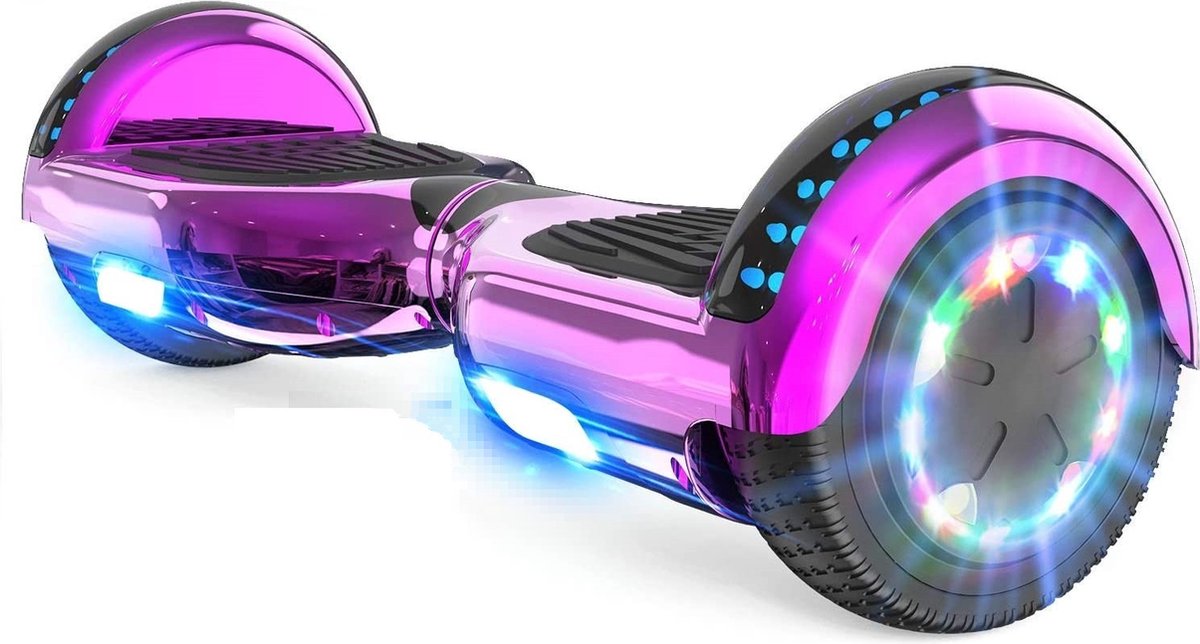 FOXSPORT Hoverboard Chroom Roze - Bluetooth Speaker - Antislip Banden - Kleurrijke LED-Verlichting - Self Balance Scooter met krachtige dual Motor - 6.5 Wielen - Cadeau voor Kinderen, Tieners en Volwassenen