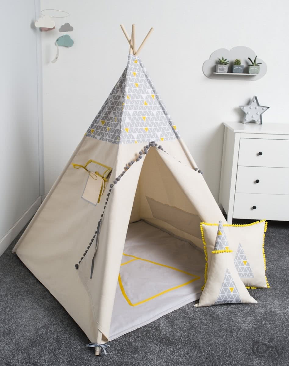 FUJL - Tipi Tent - Speeltent - Wigwam - kinder tipi -  Set Geometric - Inclusief asseccoires