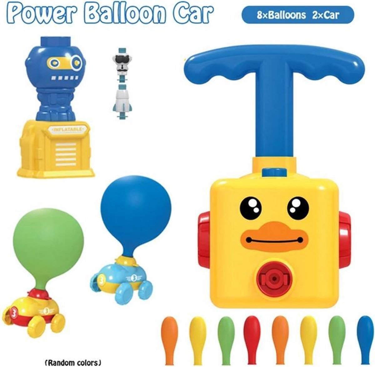 Ballon Pomp – Ballon Aangedreven Auto -  Educatief Speelgoed – Geel