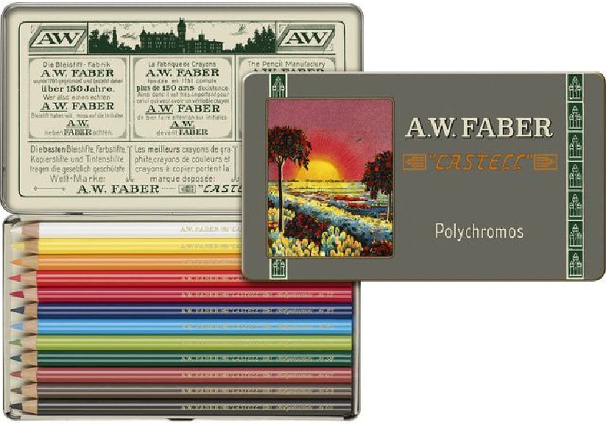 111-jarig bestaan limited edition A.W. Faber-Castell Polychromos bliketui a 12 stuks