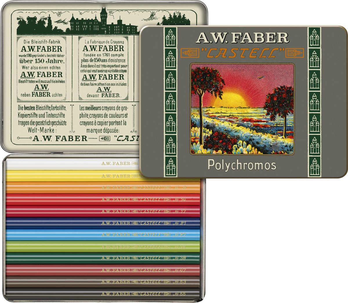 111-jarig bestaan limited edition A.W. Faber-Castell Polychromos bliketui a 12 stuks