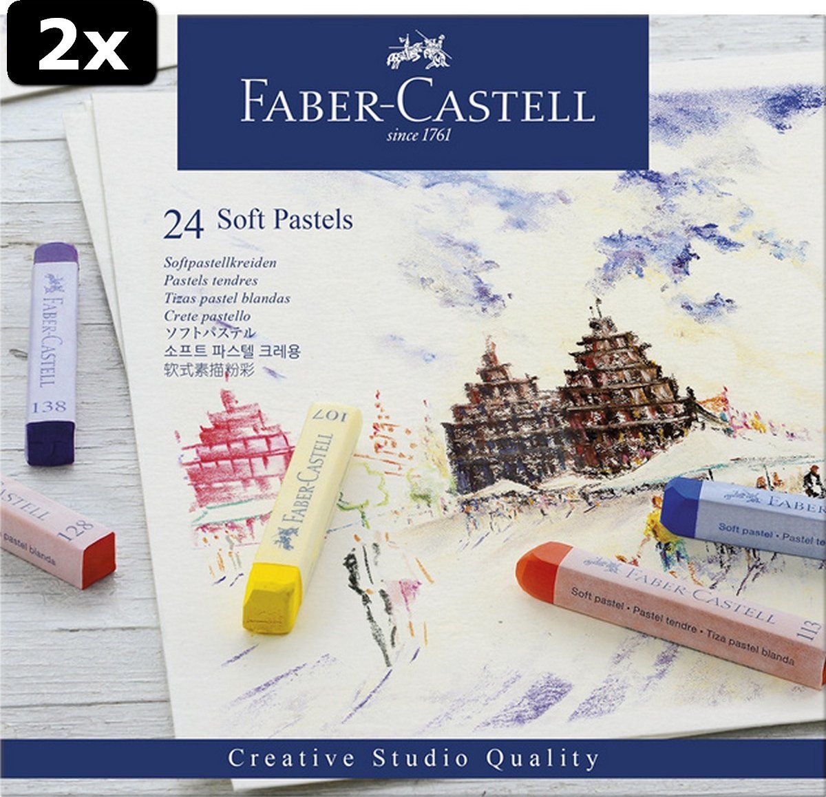 2x Faber Castell FC-128324 Pastelkrijt Creative Studio Softpastel 24 Delig Etui