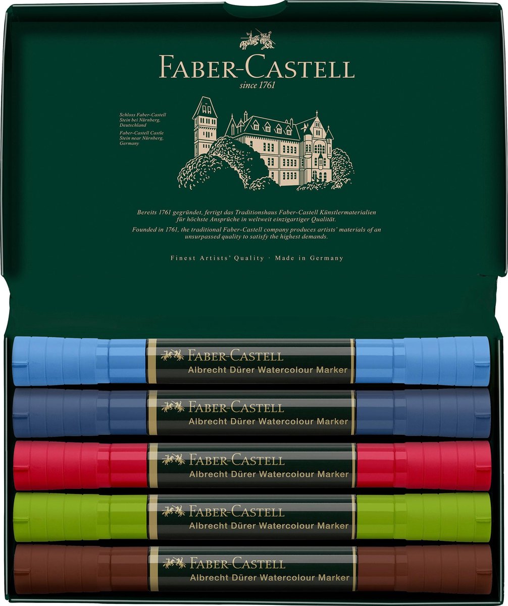 Aquarel marker Faber Castell Albrecht D黵er, doos � 5 stuks Urban Sketching