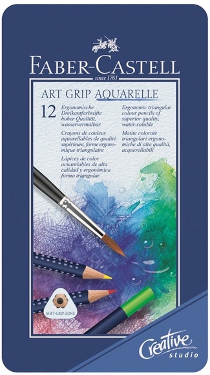 Aquarelpotlood Faber-Castell Art Grip etui a 12 stuks