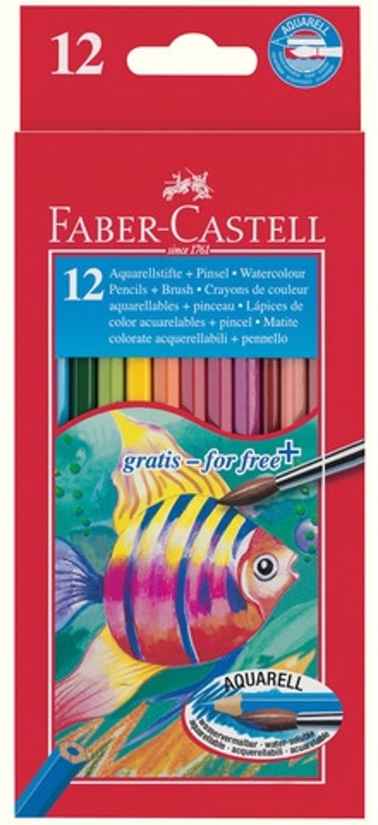 Aquarelpotlood Faber-Castell etui a 12 stuks + penseel