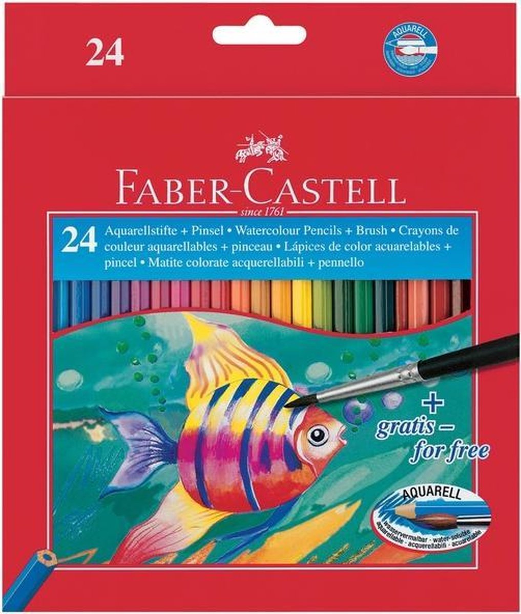 Faber Castell FC-114425 Aquarelpotlood Faber-Castell Etui A 24 Stuks + Penseel