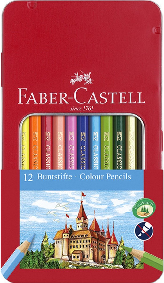 Faber Castell FC-115801 Kleurpotlood Castle Zeskantig Metalen Etui 12 Stuks