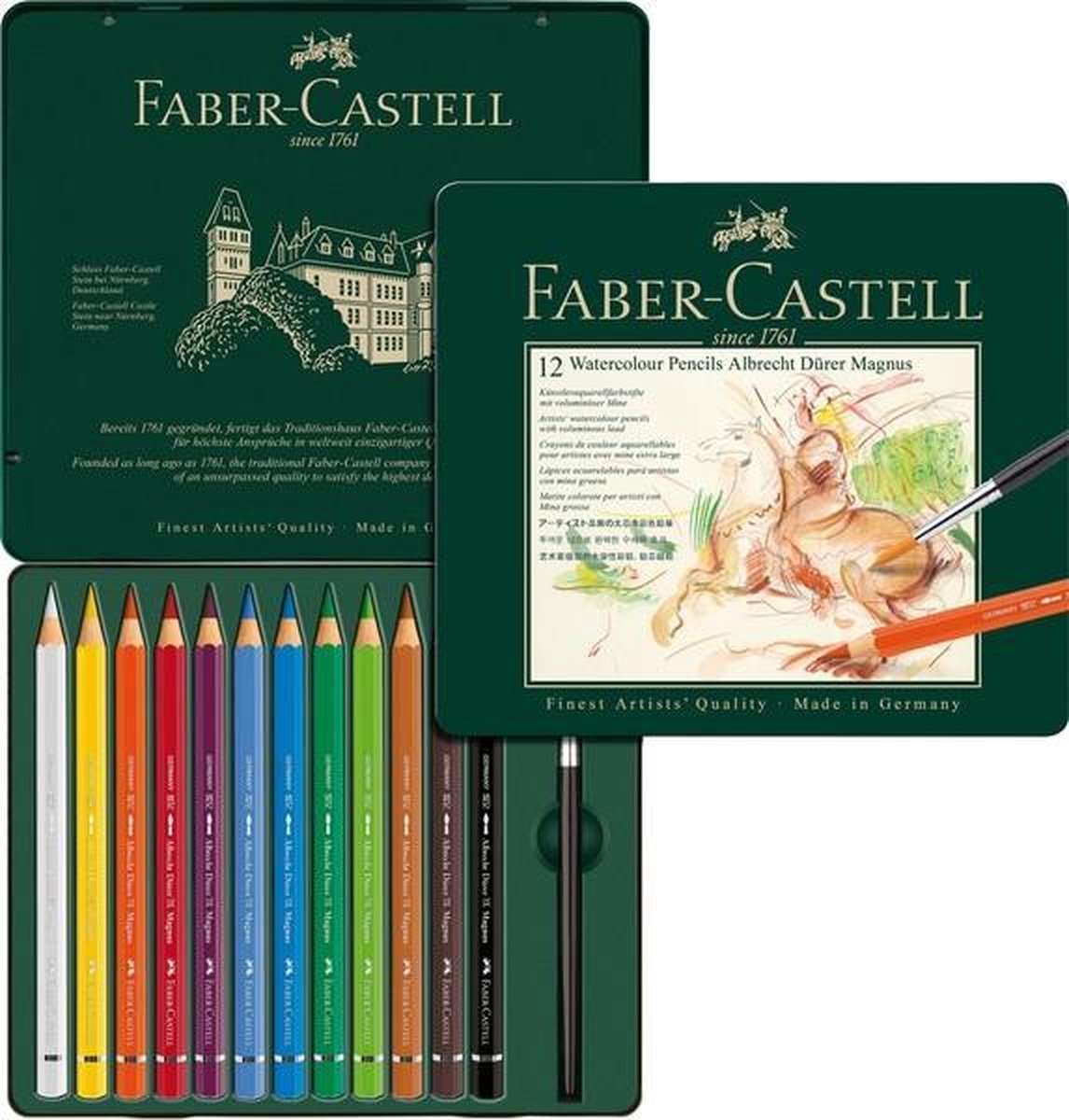 Faber Castell FC-116912 Aquarelpotlood Faber-Castell Albrecht Dürer Magnus Blik 12 Stuks Assorti