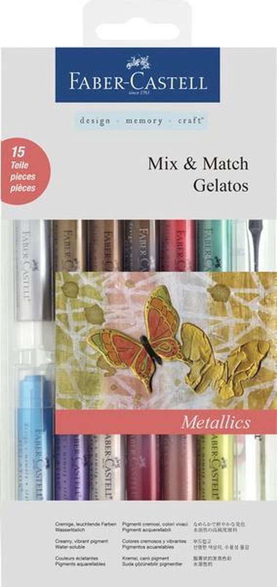 Faber Castell FC-121814 Gelatos Aquarelkrijt Faber-Castell 15-delig Metallic Kleuren