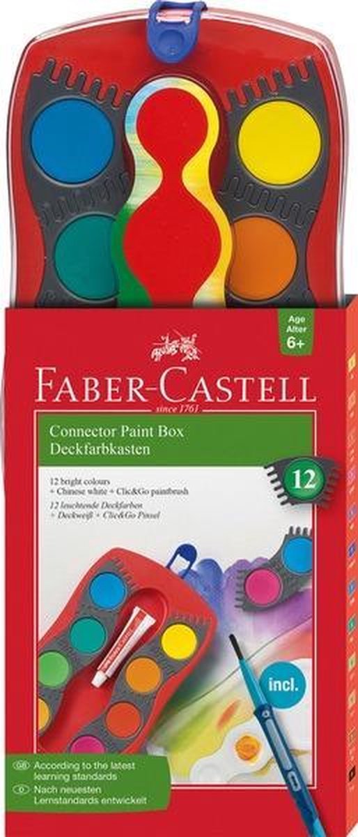 Faber Castell FC-125023 Verfdoos Faber-Castell Connector 12 Kleuren Met Penseel