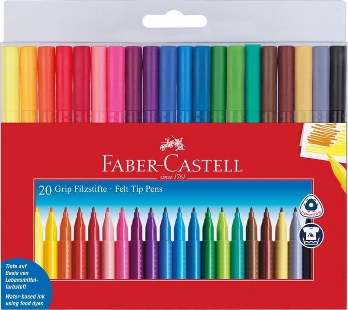 Faber Castell FC-155320 20 Viltstiften GRIP Doos 5 Stuks