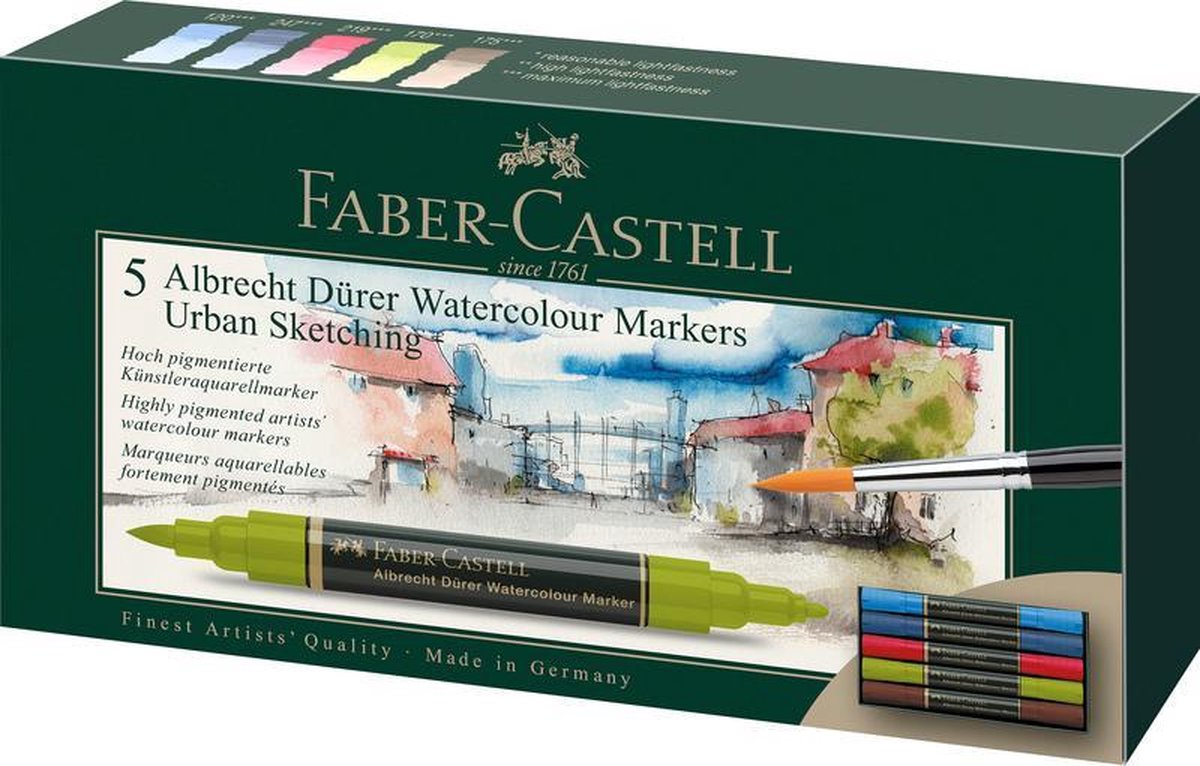 Faber Castell FC-160308 Aquarel Marker Albrecht Dürer 5 Stuks Urban Sketching