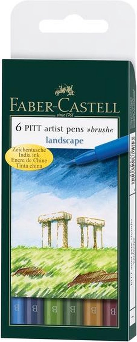 Faber Castell FC-167105 Tekenstift Faber-Castell Pitt Artist Pen 6-delig Etui Landscape