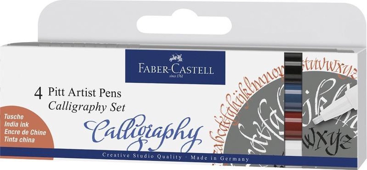 Faber Castell FC-167504 Tekenstift Faber-Castell Pitt Artist Pen Kalligrafieset Van 4st