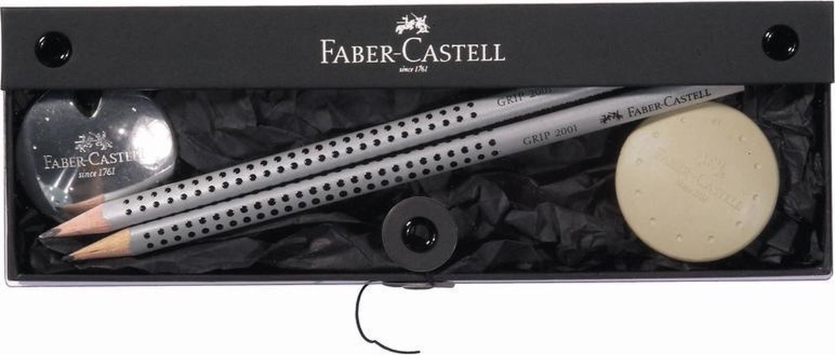 Faber Castell FC-188302 UFO Giftset Faber-Castell Puntenslijper, Gum + 2 Stuks Potlood Grip 2001