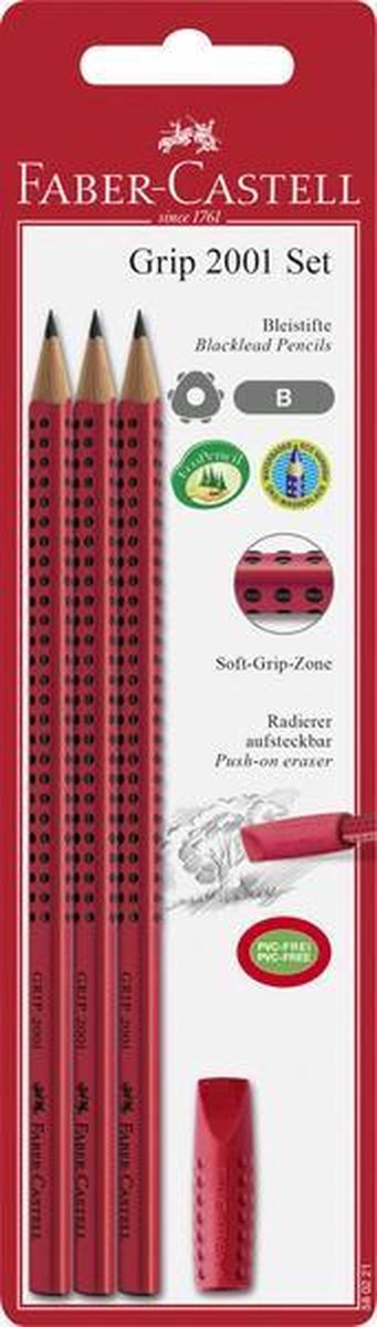 Faber Castell FC-580221 Potloodset Faber-Castell GRIP 2001 Rood