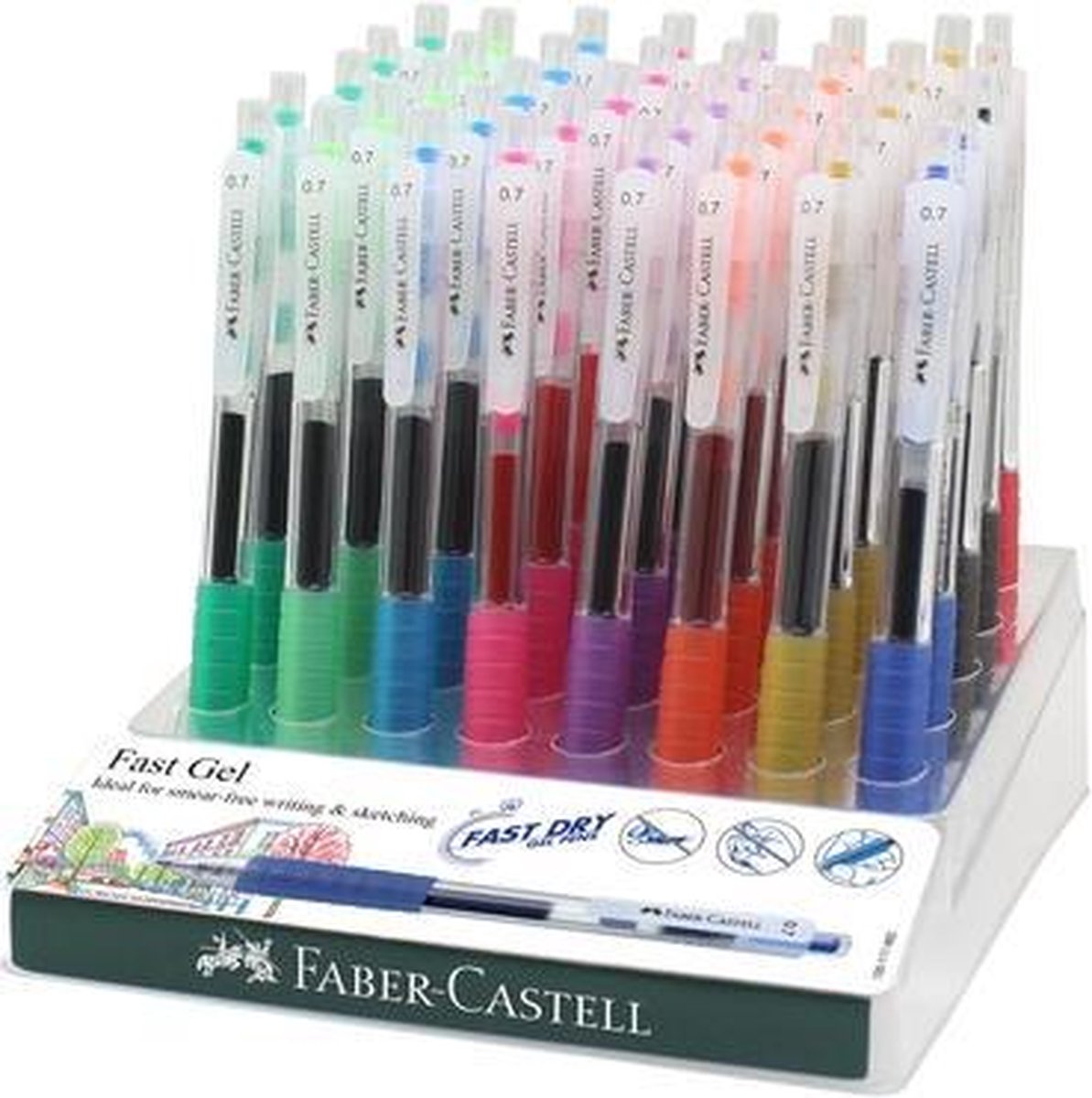 Gelpen Faber-Castell Fast Gel 0.7mm, display 40 stuks