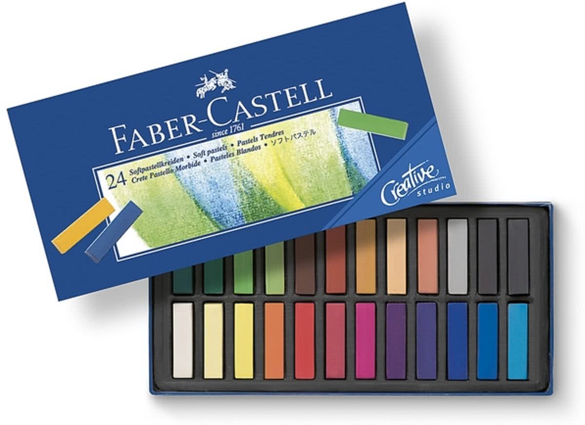 pastelkrijt Faber Castell halve lengte etui à 24 stuks