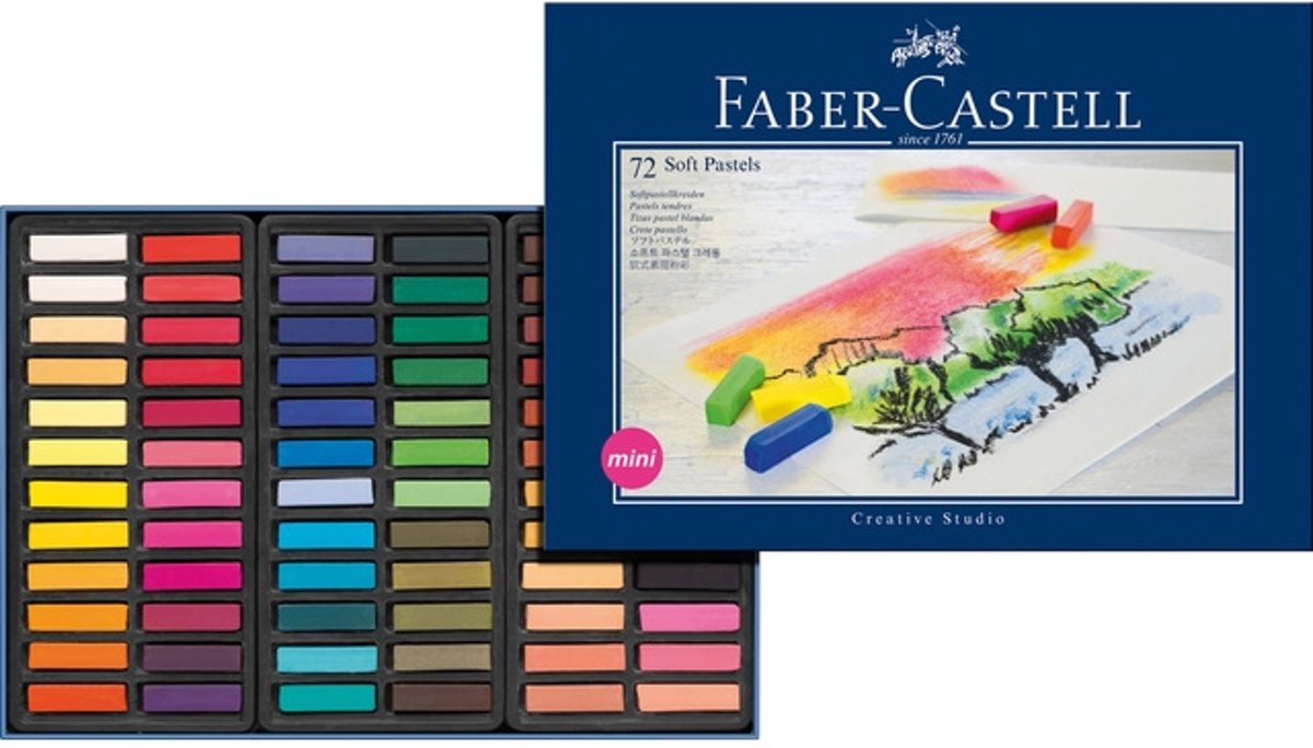 pastelkrijt Faber Castell halve lengte etui à 72 stuks