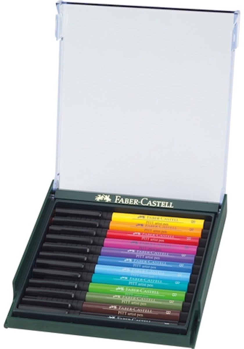 tekenstift Faber Castell Pitt Artist Pen Brush set 12 stuks Basic