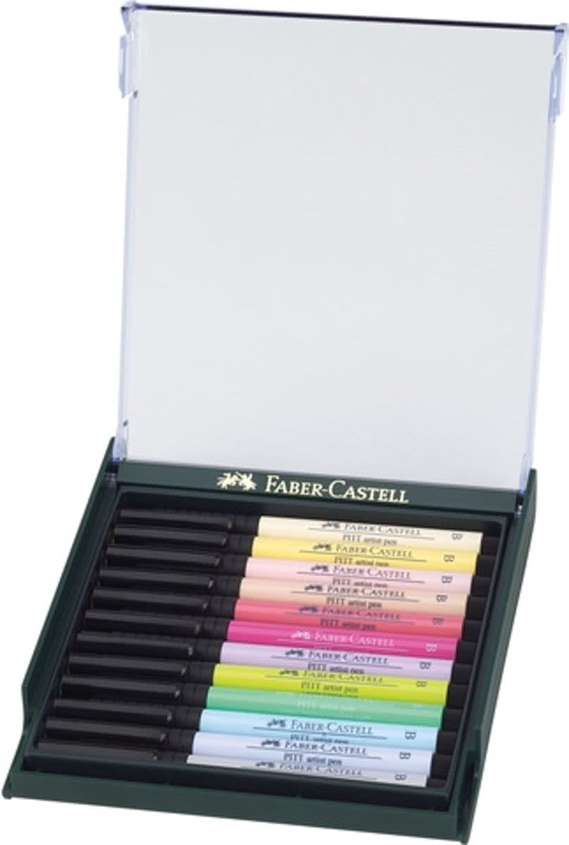 tekenstift Faber Castell Pitt Artist Pen Brush set 12 stuks pastel