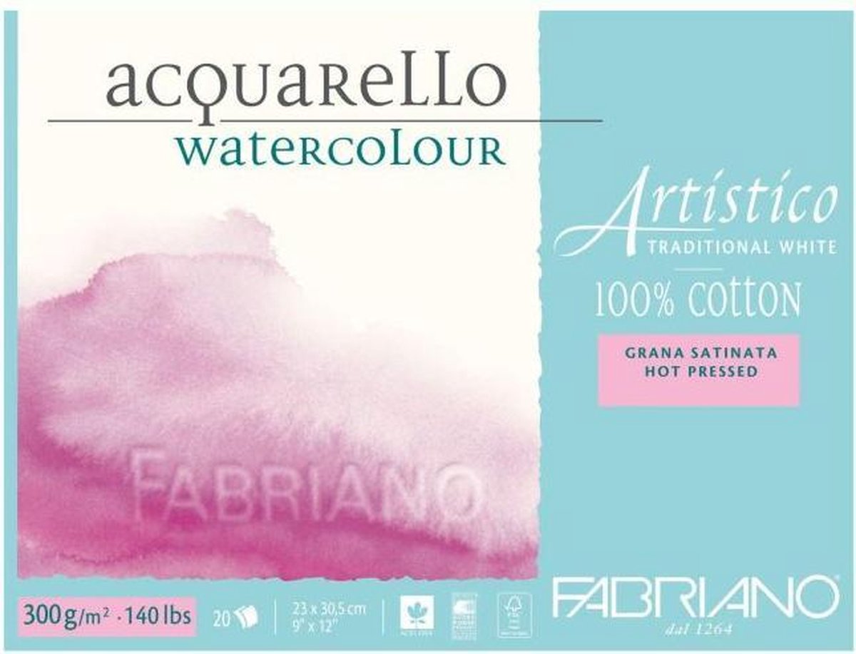 Fabriano Artistico Hot pressed aquarelpaper 300 gr