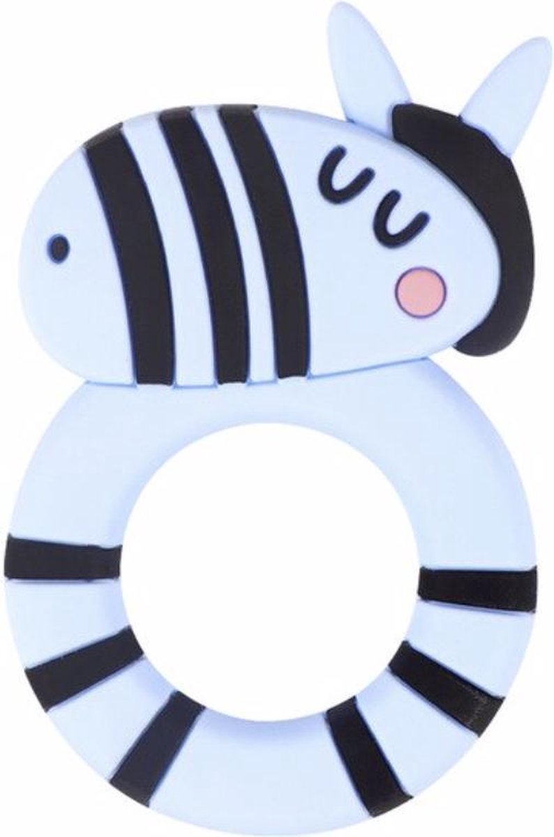 Fabs World siliconen bijtring zebra blauw