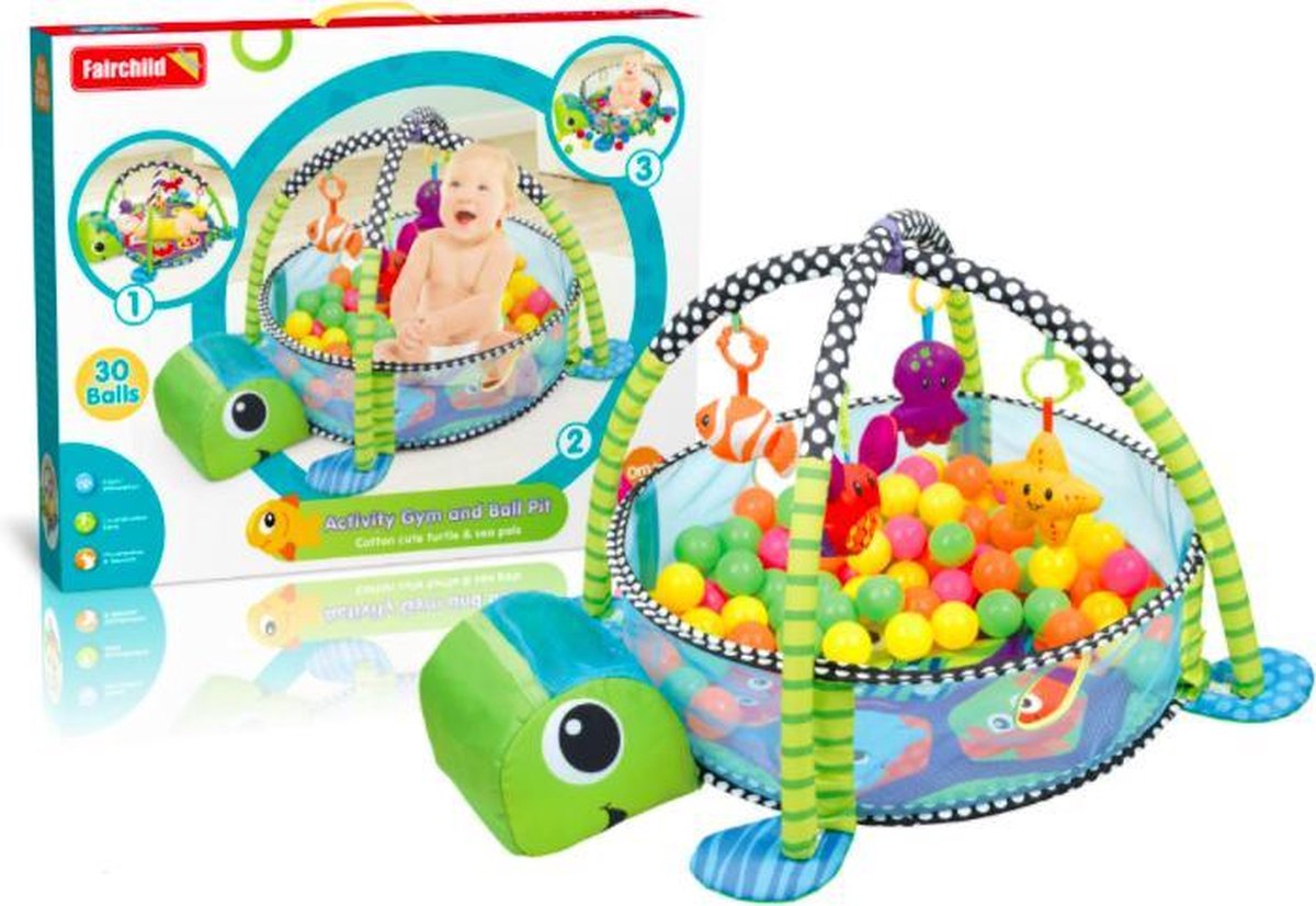 MIRO Babygym Schildpad 3 In 1 Speelmat + Ballenbak 0 Tot 2 Jaar  
