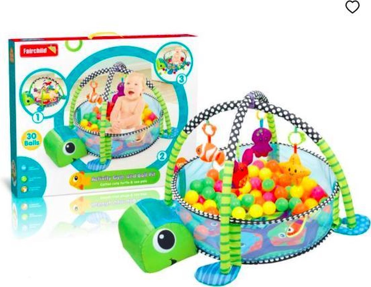 MIRO Babygym Schildpad 3 In 1 Speelmat + Ballenbak 0 Tot 2 Jaar  