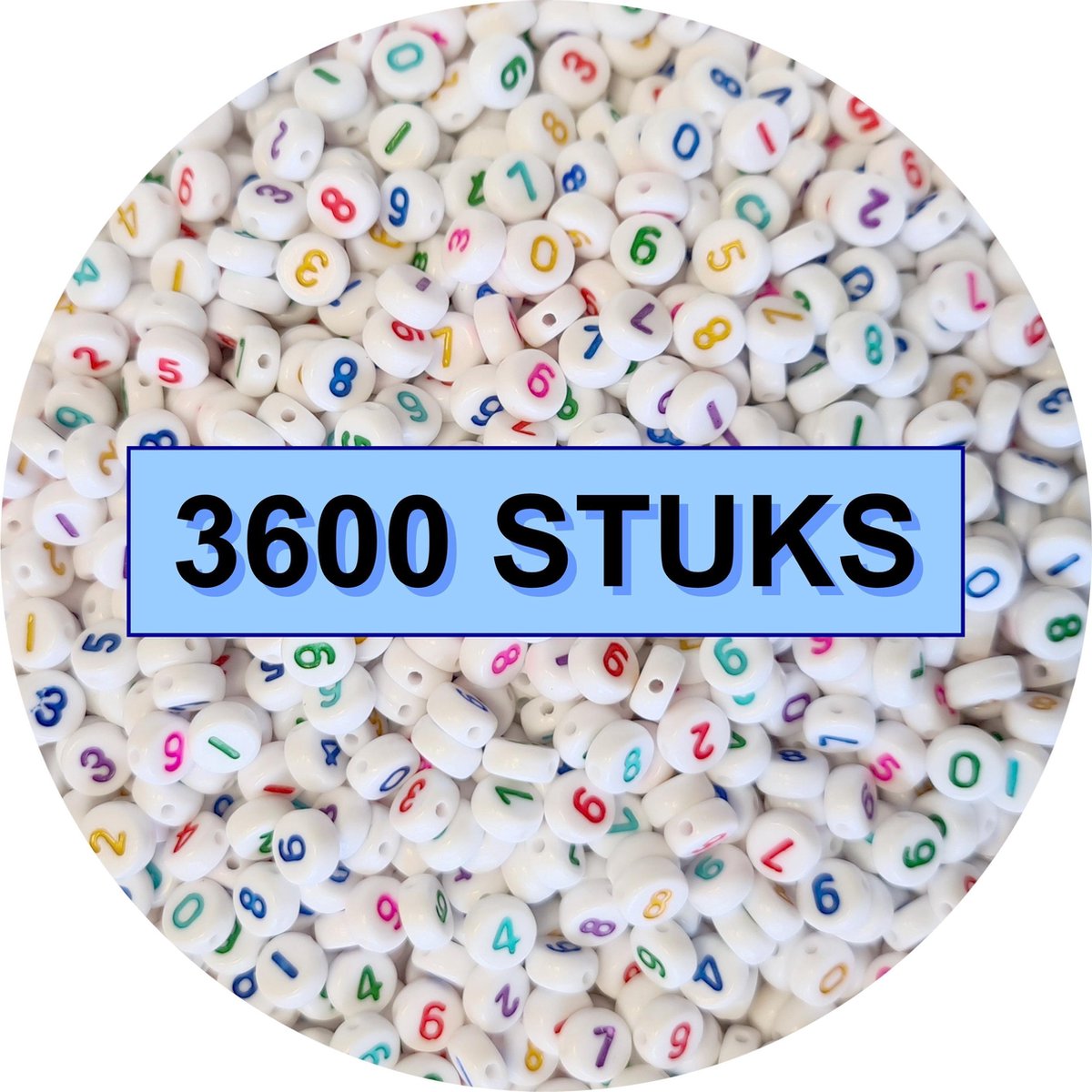 Fako Bijoux® - Cijferkralen Rond Bulk - Number Beads - Acryl Kralen - Sieraden Maken - 3600 Stuks - Regenboog