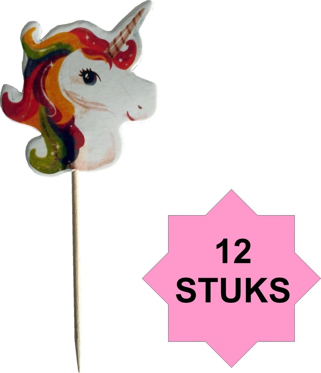 Fako Bijoux® - Cocktail Prikkers - Cupcake Decoratie - Eenhoorn - Unicorn - 12 Stuks