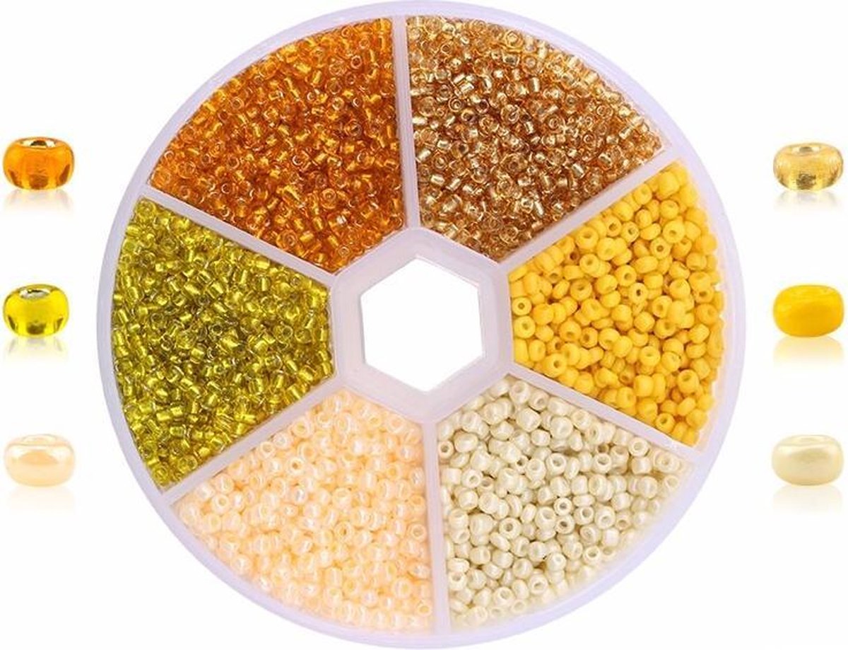 Fako Bijoux® - DIY Kralen Set - Glas Zaad Kralen - Sieraden Maken - 2mm - 7000 Stuks - Geel