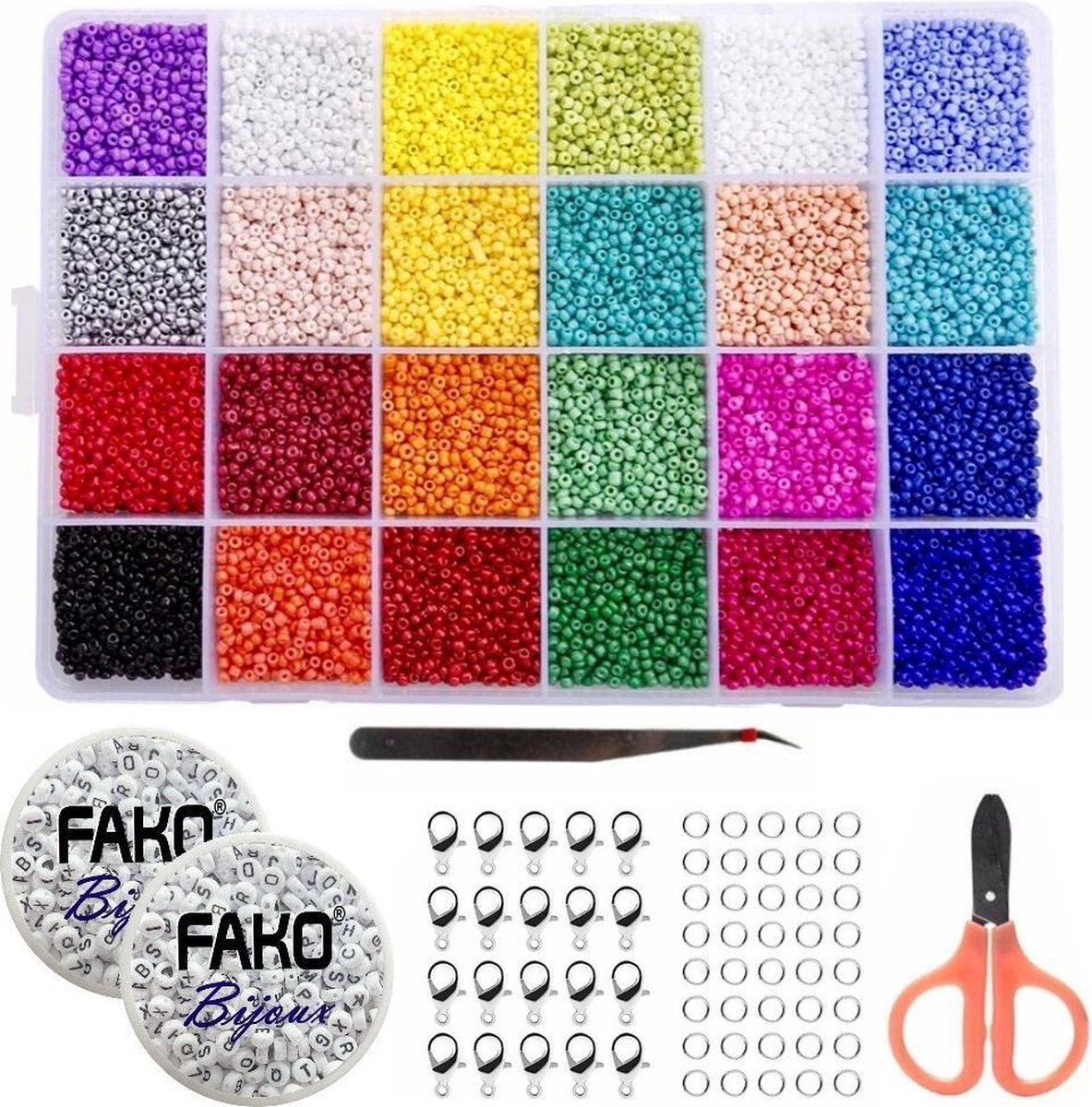 Fako Bijoux® - DIY Kralen Set DLX - Glas Zaad Kralen - Sieraden Maken - 2mm - 24000 Stuks