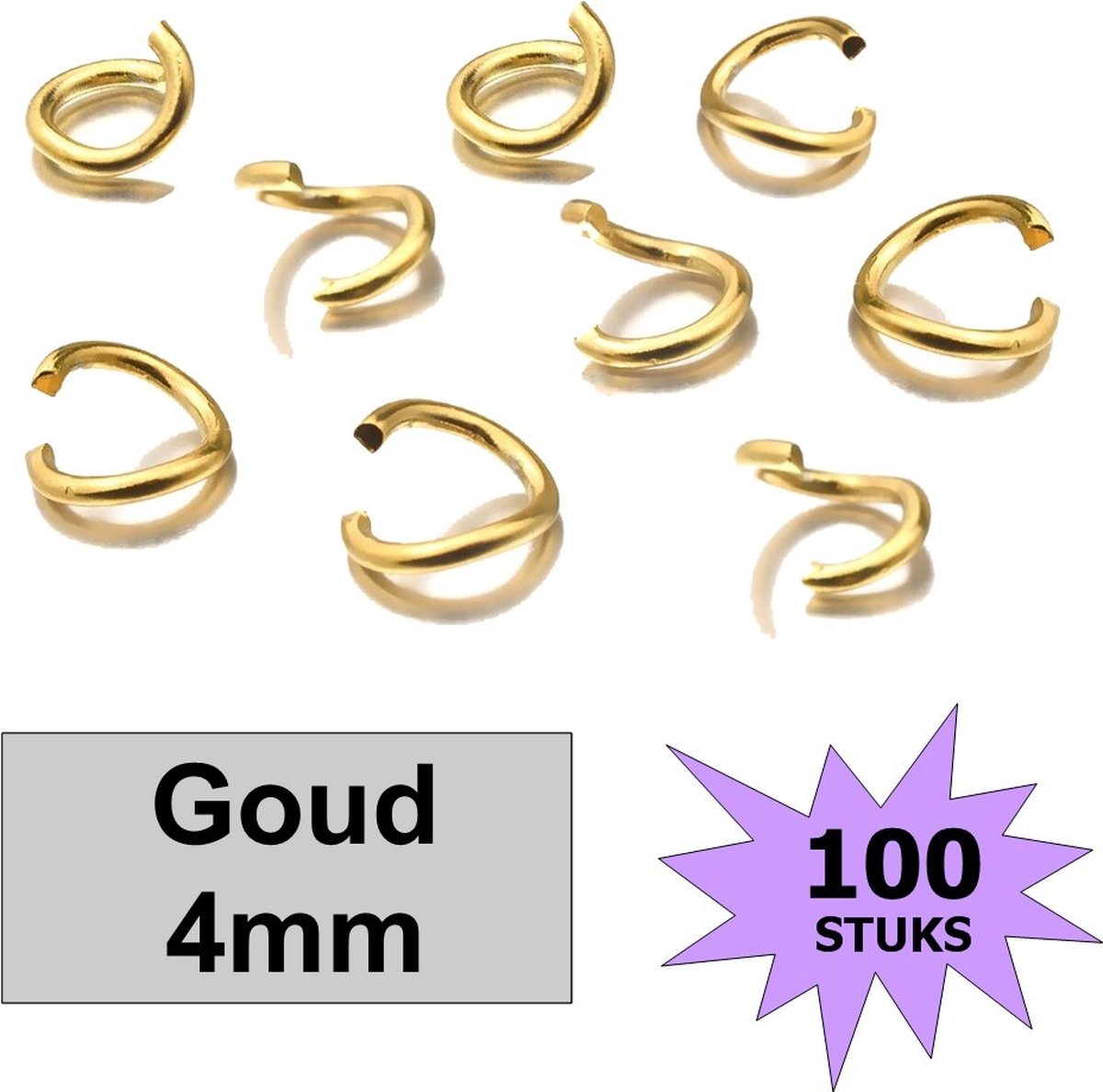   - Jump Ring - Oogjes - Ringetjes - Sieraden Maken - 4mm - 100 Stuks - Goudkleurig