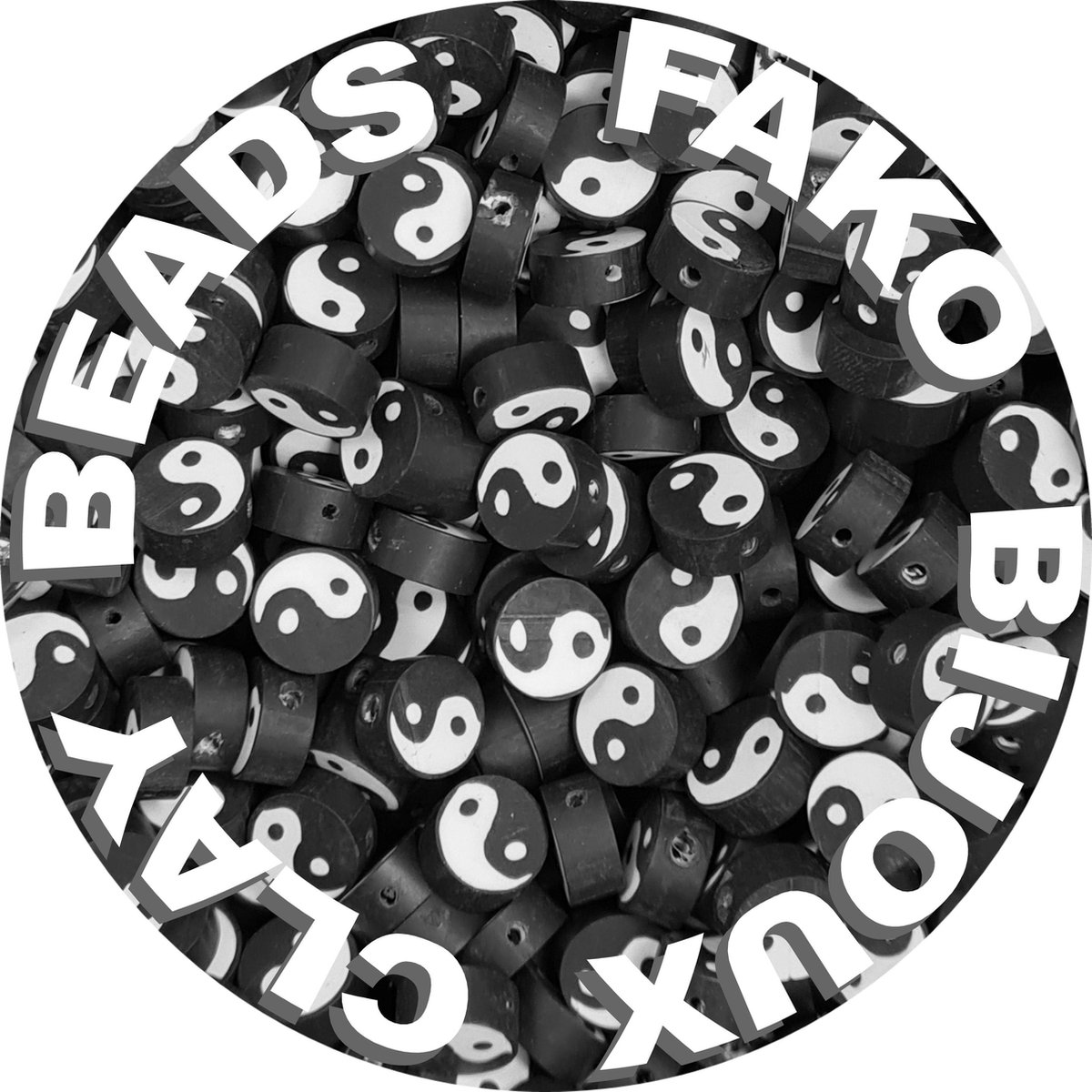 Fako Bijoux® - Klei Kralen Yin Yang Zwart/Wit - Figuurkralen - Kleikralen - 10mm - 100 Stuks