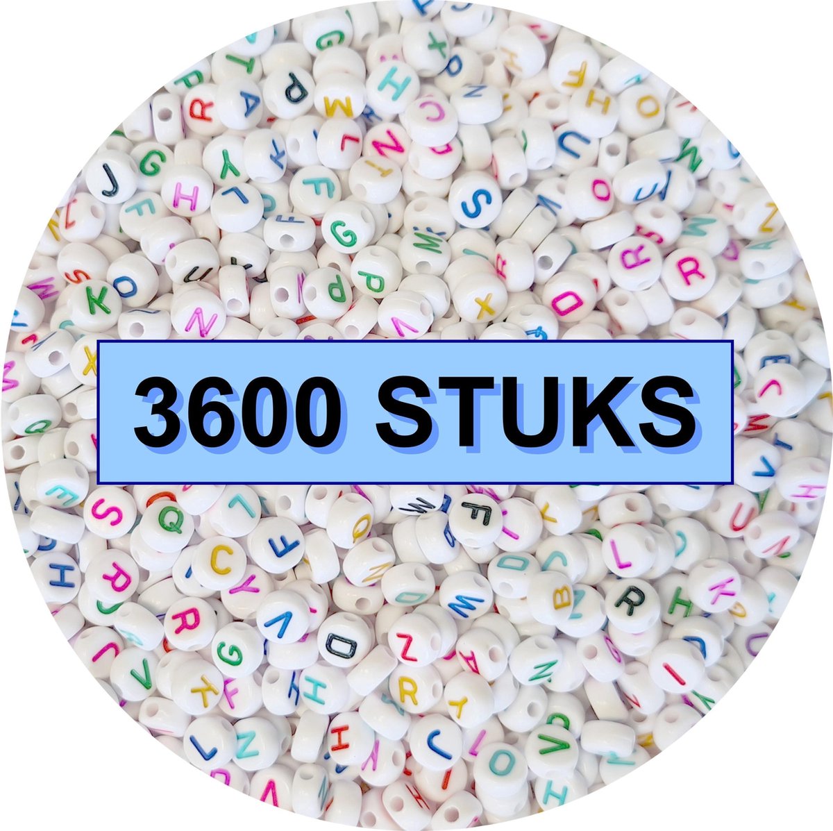 Fako Bijoux® - Letterkralen Rond Bulk - Letter Beads - Alfabet Kralen - Sieraden Maken - 3600 Stuks - Regenboog