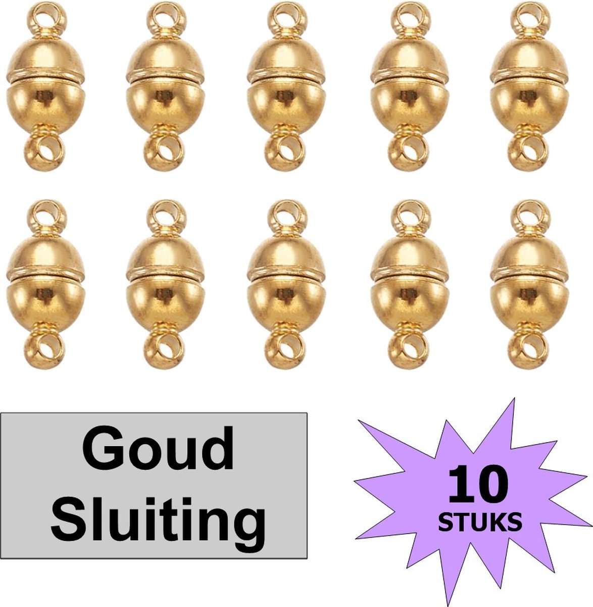 Fako Bijoux® - Magnetische Sluiting - Sieraden Maken - Metaal - 11x5mm - 10 Stuks - Goudkleurig