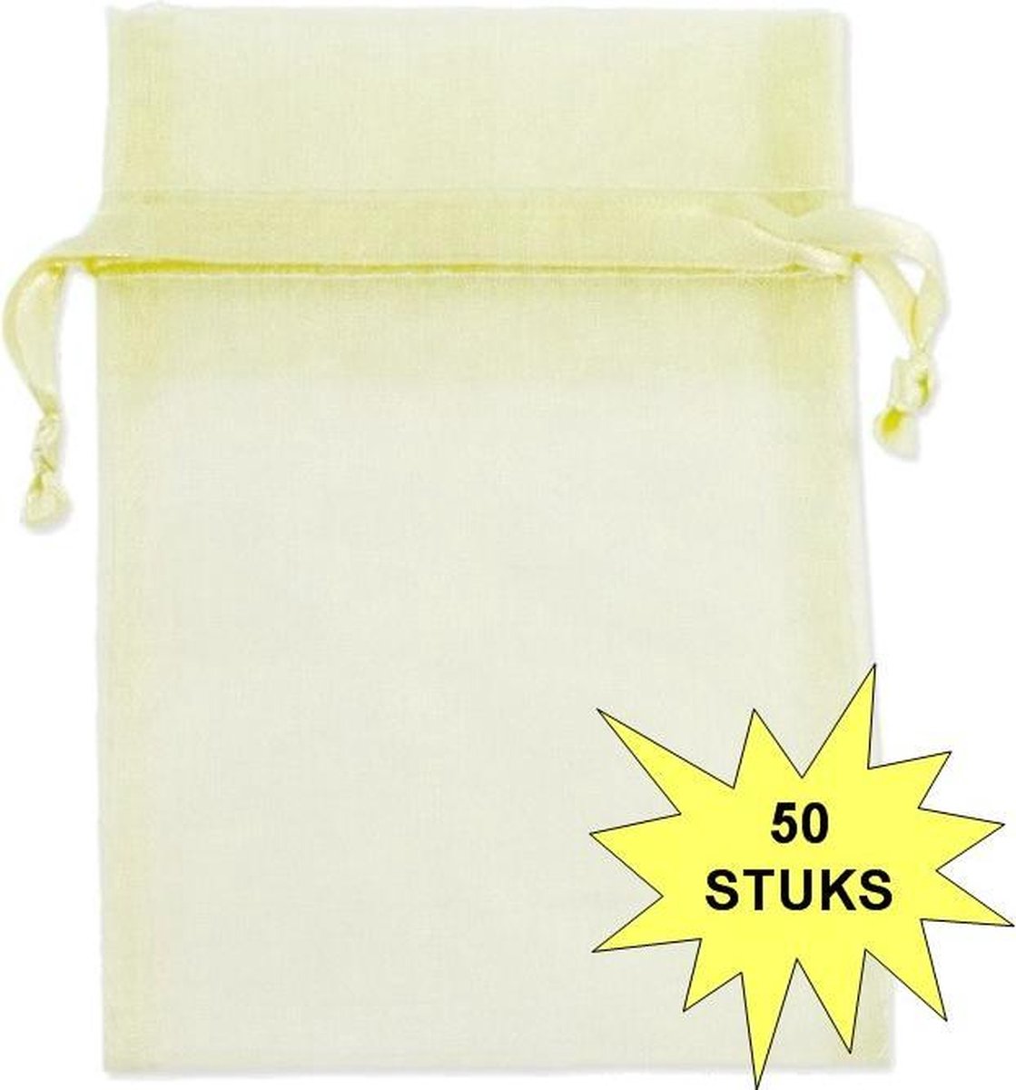 Fako Bijoux® - Organza Zakjes - 7x9cm - Crème - 50 Stuks