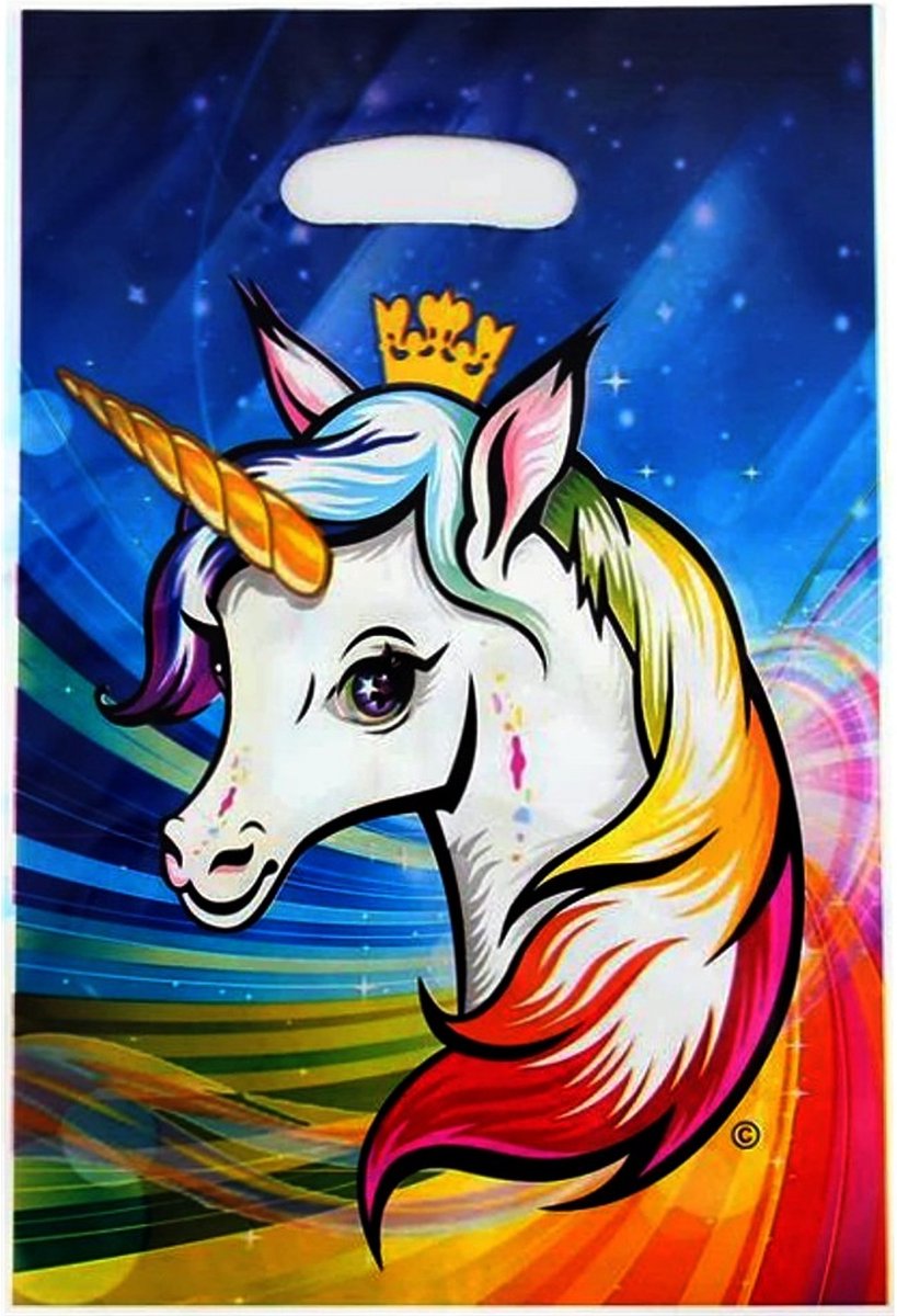 Fako Bijoux® - Uitdeelzakjes - 10 stuks - Traktatie Zakjes Voor Uitdeelcadeautjes - Uitdeelzakjes Kinderfeestje - Verjaardag - 16.5x25cm -Unicorn / Eenhoorn