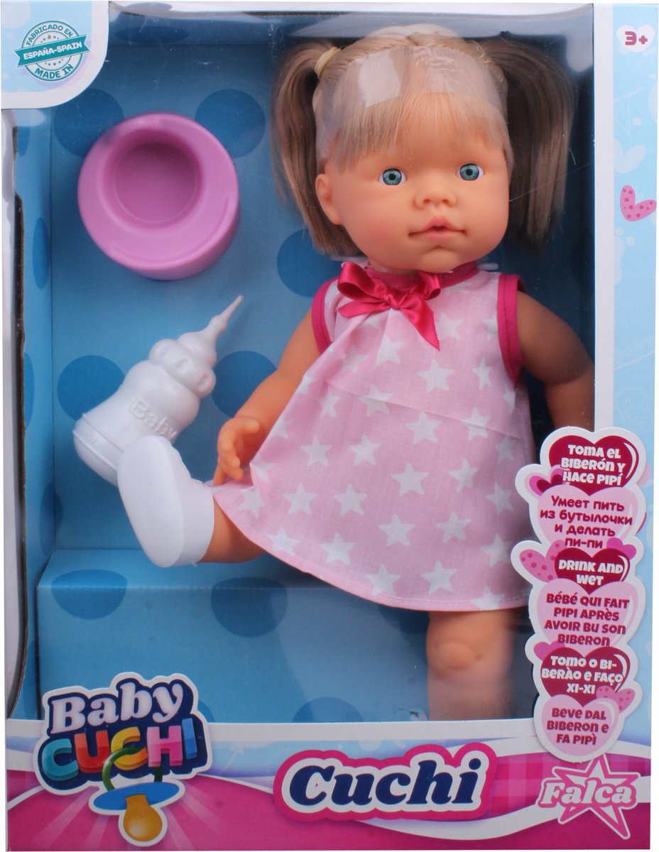 Falca Babypop Cuchi Sterren Meisjes 40 Cm Roze/wit 6-delig