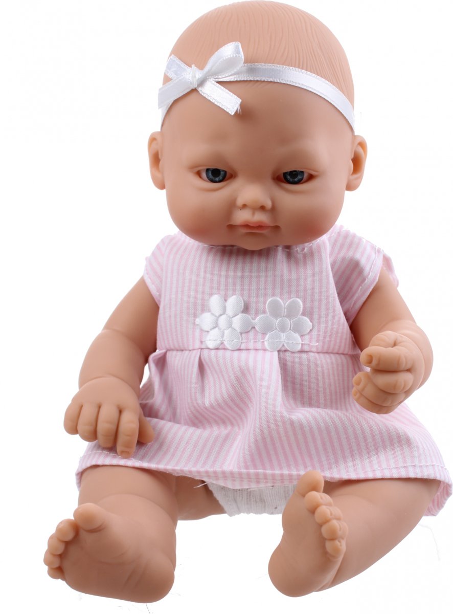 Falca Babypop Newborn 16 Cm Meisjes Roze Met Strepen