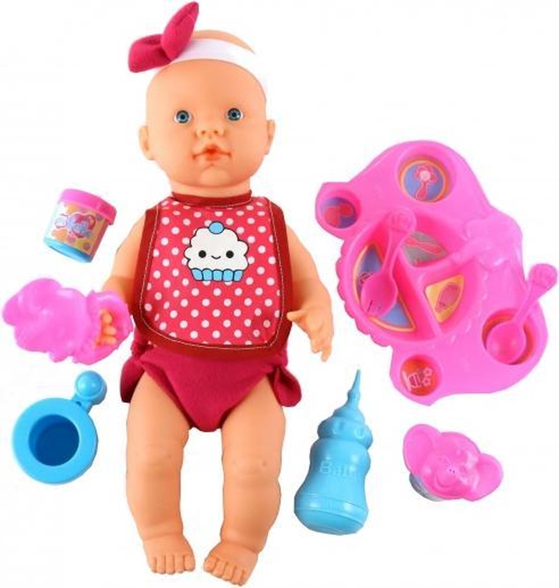 plas- en drinkpop met accessoires 40 cm meisjes roze 9-delig