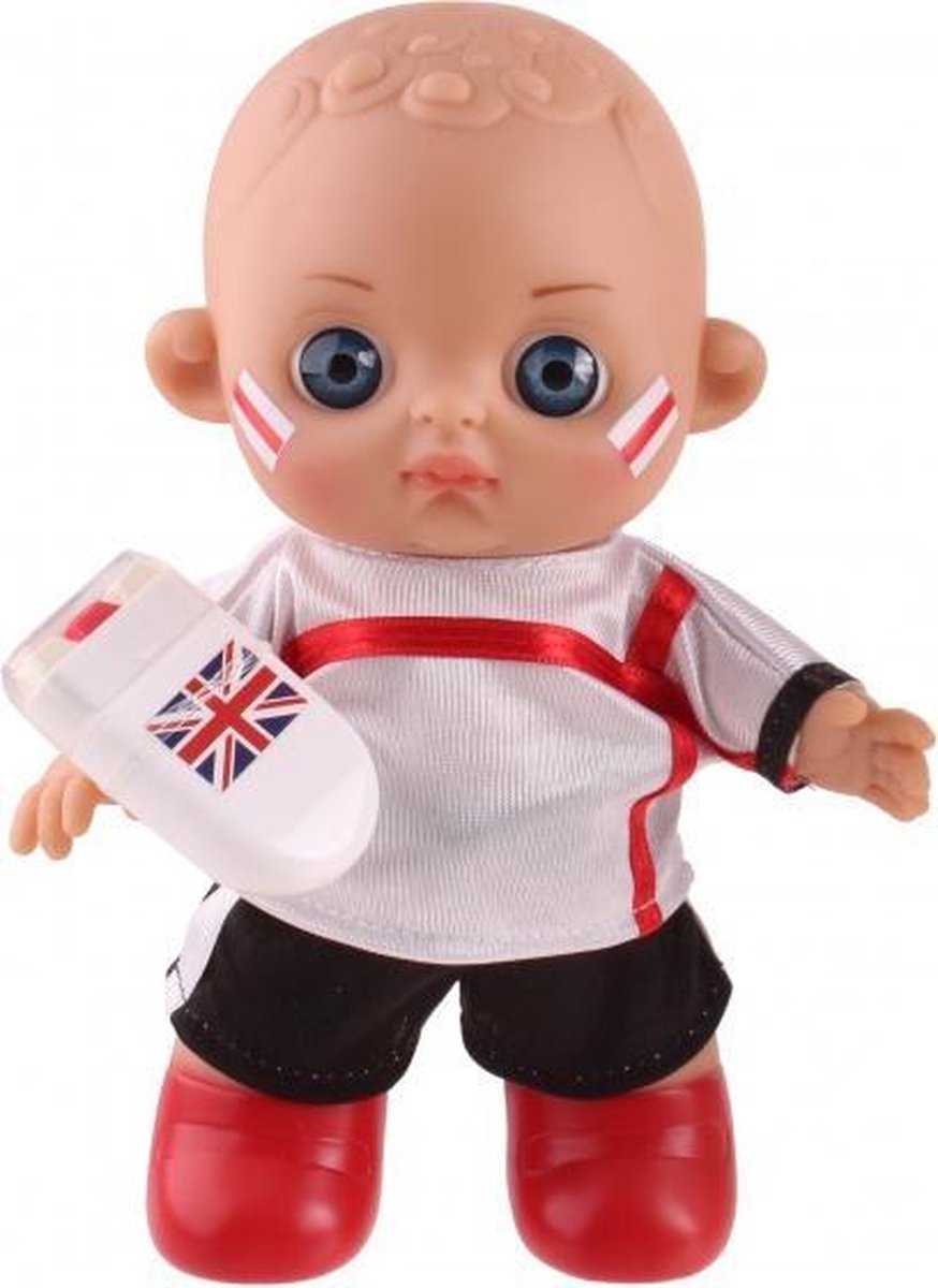 voetbal babypop met schmink Engeland 20 cm