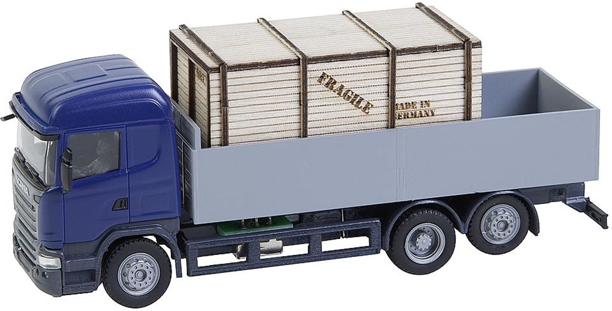   -Vrachtwagen Scania R 13 HL Laadbak met houten kist (HERPA) (161597)